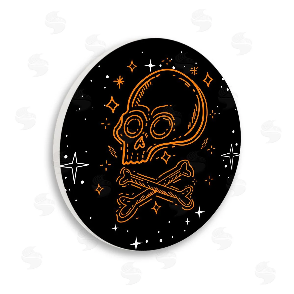 Stupell Industries Orange Skull Crossbones Halloween Wall Art