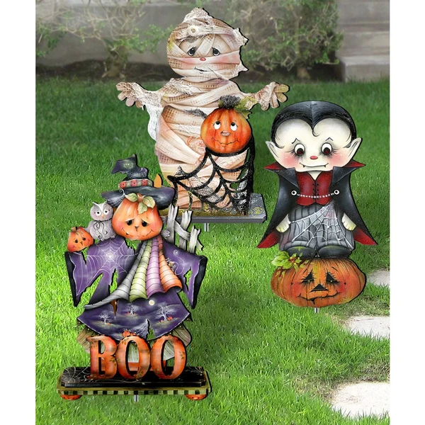 Boy on Pumpkin Outdoor Freestanding Decor - 8652795F