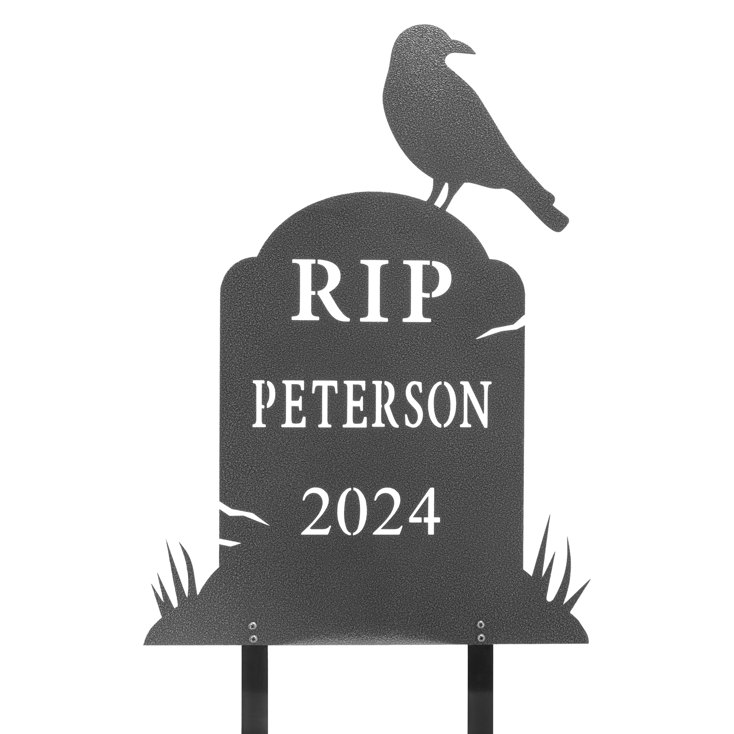 Montague Metal Products Personalized R.I.P. Tombstone with Crow