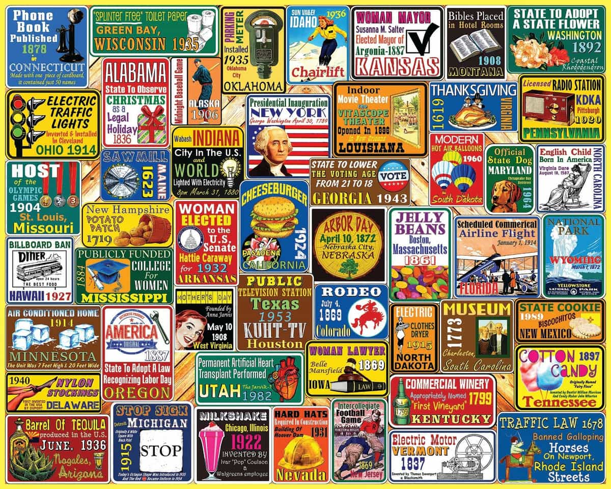 White Mountain America’s Firsts 1000 Piece Jigsaw Puzzle
