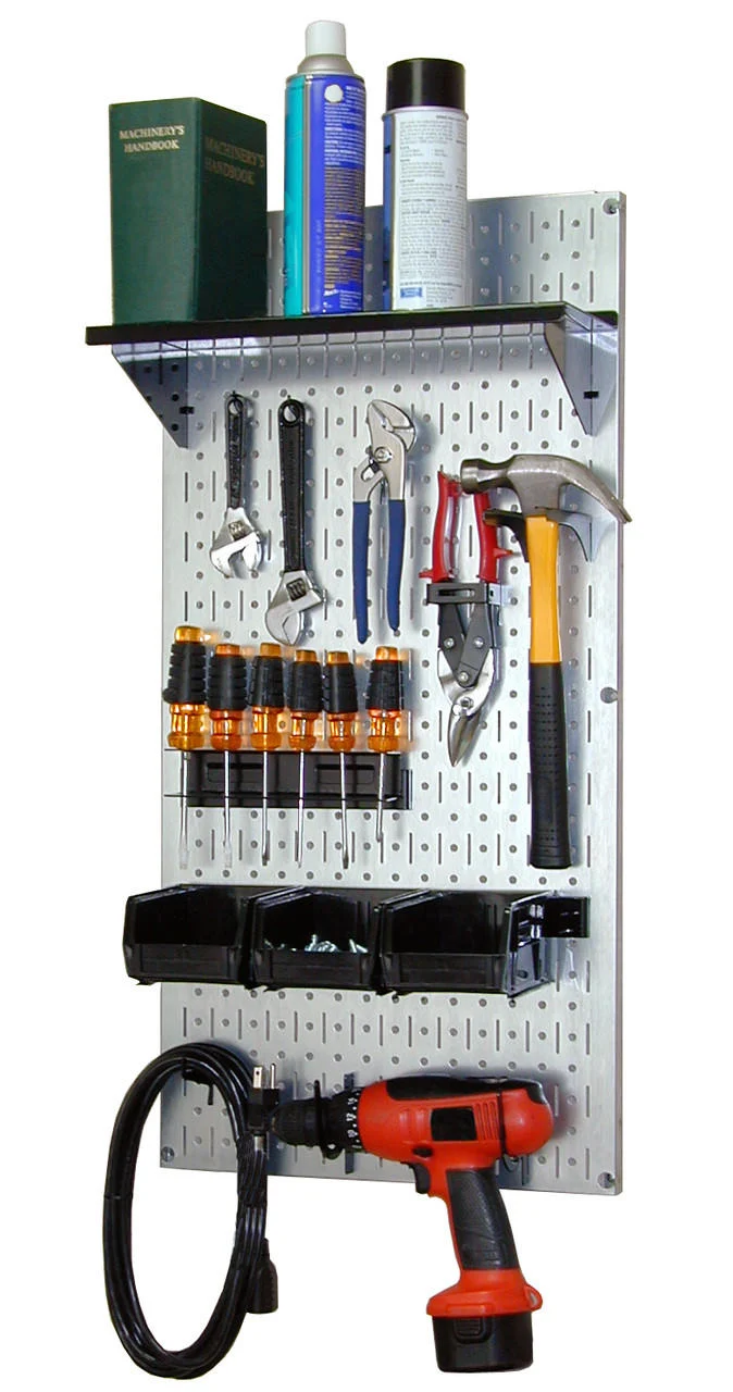 Wall Control Metal Pegboard Essentials Utility Tool Storage Kit