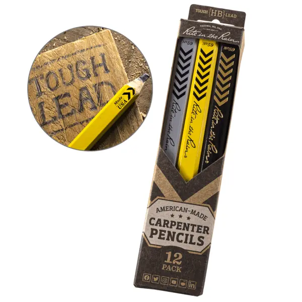 Rite in the Rain Carpenter Pencil No. 59-12 (12-Pack)