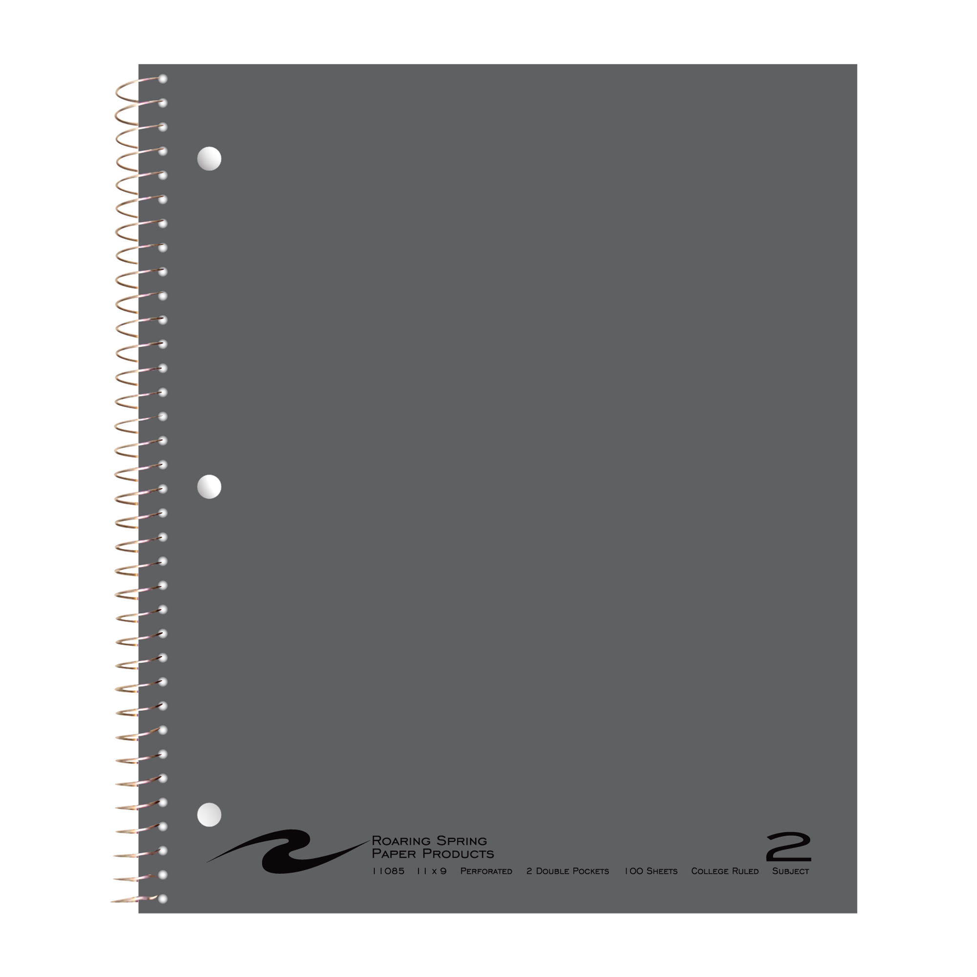 Roaring Spring Two Subject Wirebound Notebook with Two Double Pockets, College Ruled
